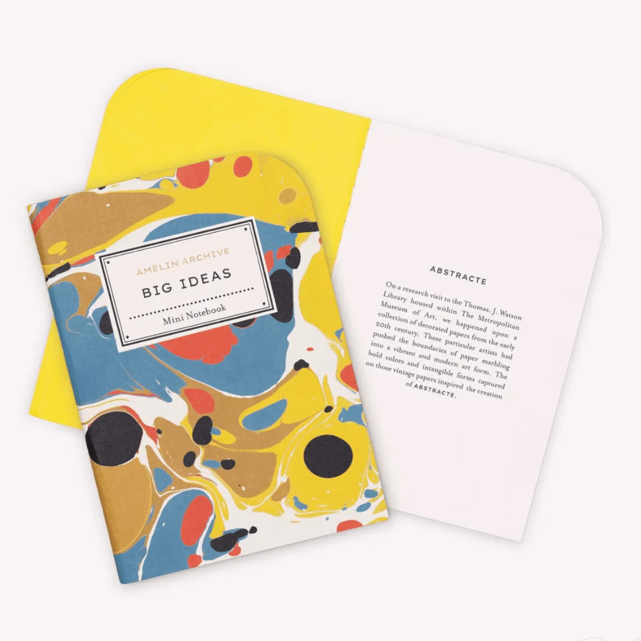 Set of 3 Big Ideas mini notebooks with vibrant covers and historical artwork inside