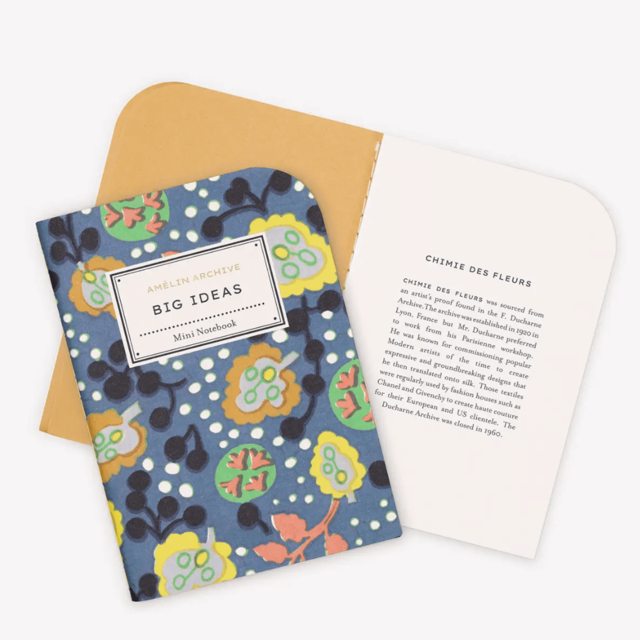 Big Ideas Mini Notebook with vibrant floral cover and cream pages, part of a set of 3, celebrating abstract artwork.