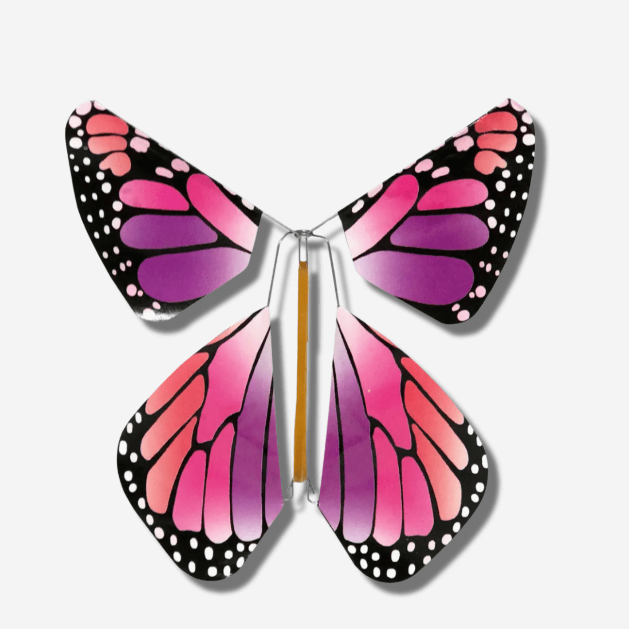 Colorful FLYING MAGIC BUTTERFLY® with pink and purple wings ready to surprise and delight when opened.
