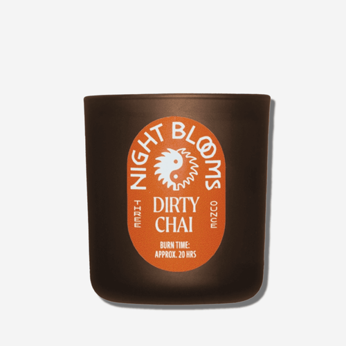 Dirty Chai Candle by Night Blooms, 3 oz handmade candle with spicy coffee and chai scent. Burn time approx 20 hours.