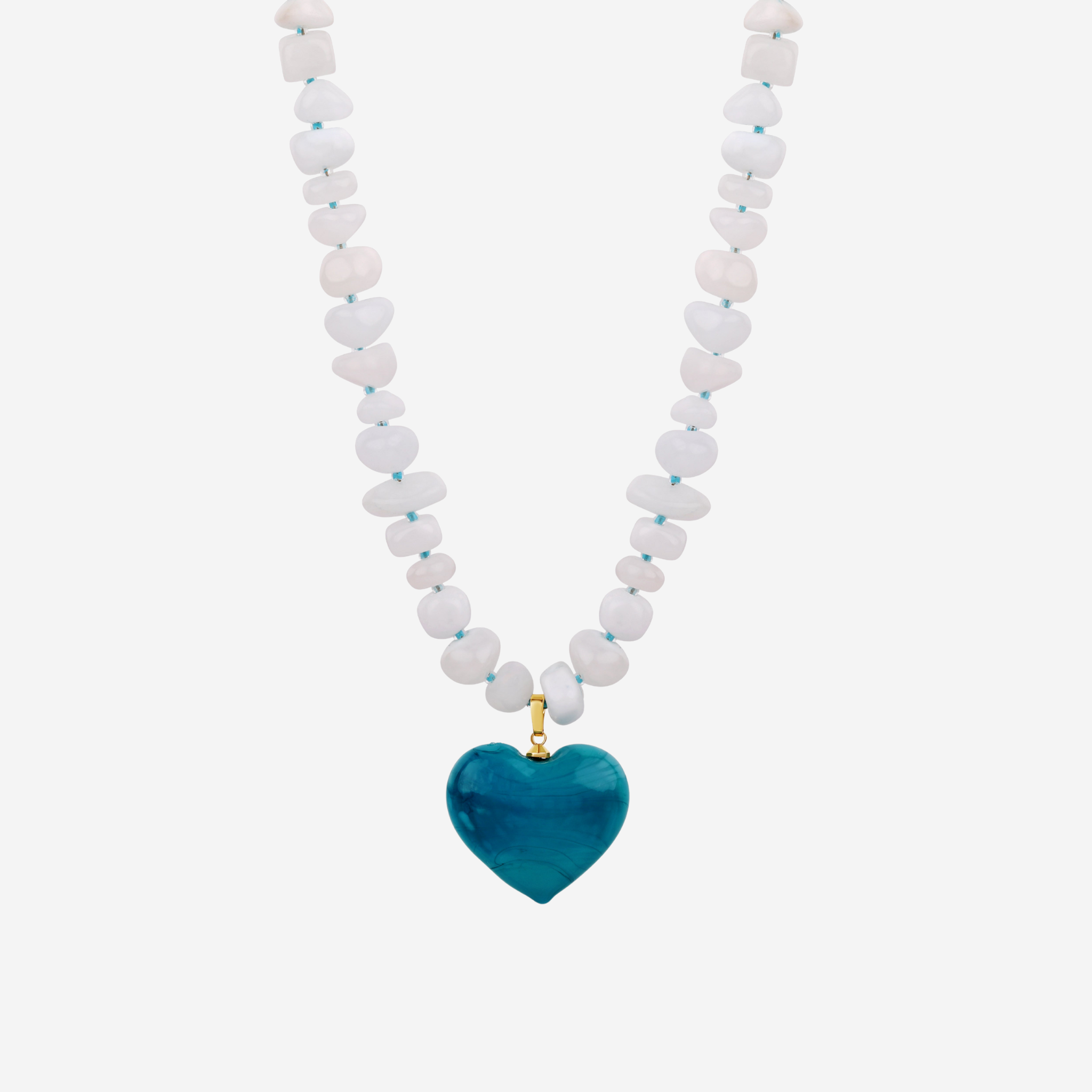 Ocean Blue Heart Pendant Necklace