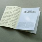 Open journal pages inviting exploration of awareness and self-discovery, encouraging creativity and curiosity.