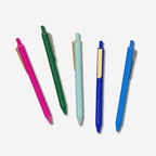 Set of 5 colored gel pens inspired by Florale pattern with gold clips, featuring pink, green, blue, light blue, and purple inks.