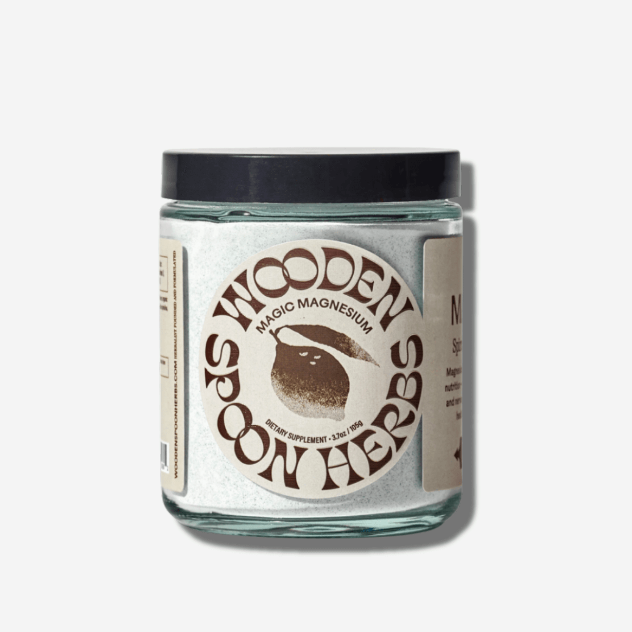 Wooden Spoon Herbs Magic Magnesium jar, a spirulina blue lemonade blend for energy and hydration in every scoop.