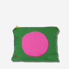 CIRCLE LINEN ZIPPER POUCH