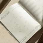 Open workbook page featuring emotional color theory concepts and reflective prompts for self-discovery.