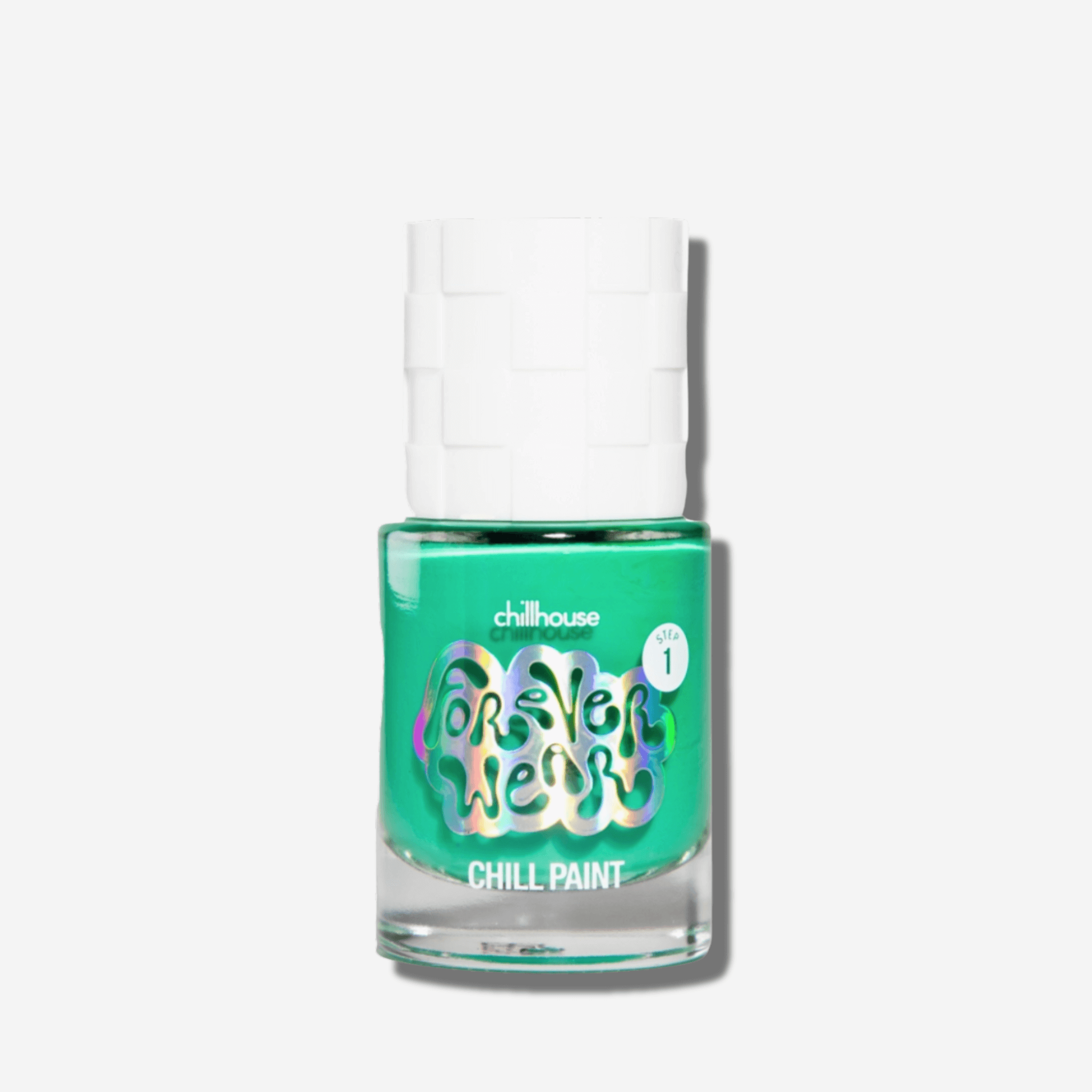 Forever Wear Chill Paint in dreamy jade green, a long-lasting polish for chip-resistant manicures.