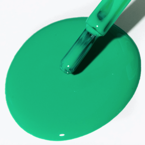 Vibrant jade green nail polish from Forever Wear Chill Paint, showcasing a glossy gel-like finish.