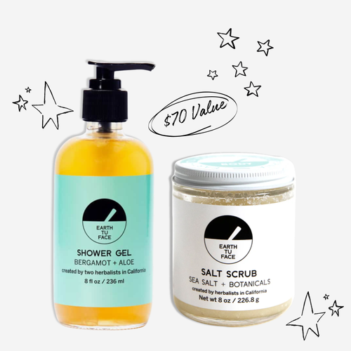 EARTH TU FACE FRESH SHOWER SET featuring Shower Gel and Salt Scrub, a $70 value for soft, refreshed skin.