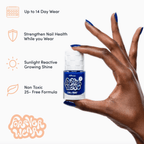 Forever Wear Chill Paint in cobalt blue, showcasing long-lasting nail polish benefits and non-toxic formula.