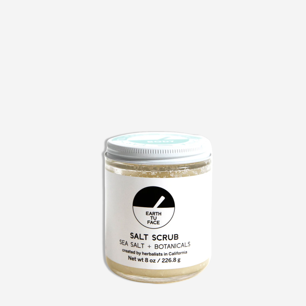 EARTH TU FACE FRESH SHOWER SET includes this SALT SCRUB with sea salt and botanicals for a refreshing skin experience.