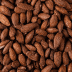 Close-up of Original Spiced Almonds, coated in sweet cinnamon and zesty orange flavor for a delicious snack.