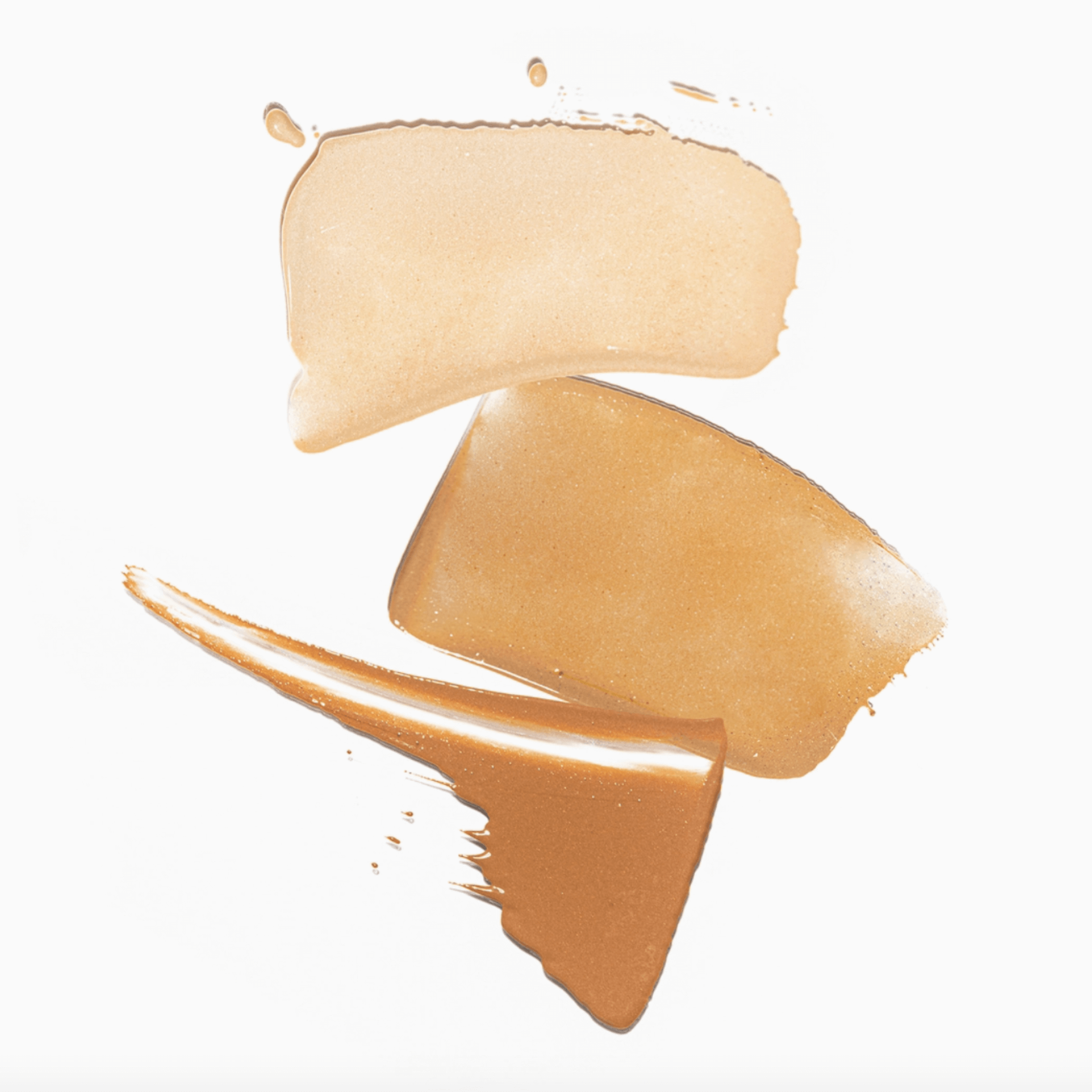 Swatches of Kari Gran Essential Tinted SPF 30 showcasing sheer, radiant shades for a dewy finish.