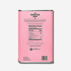 Nutrition facts of California Organic Extra Virgin Olive Oil in a stylish pink can, highlighting its benefits and bold flavor.