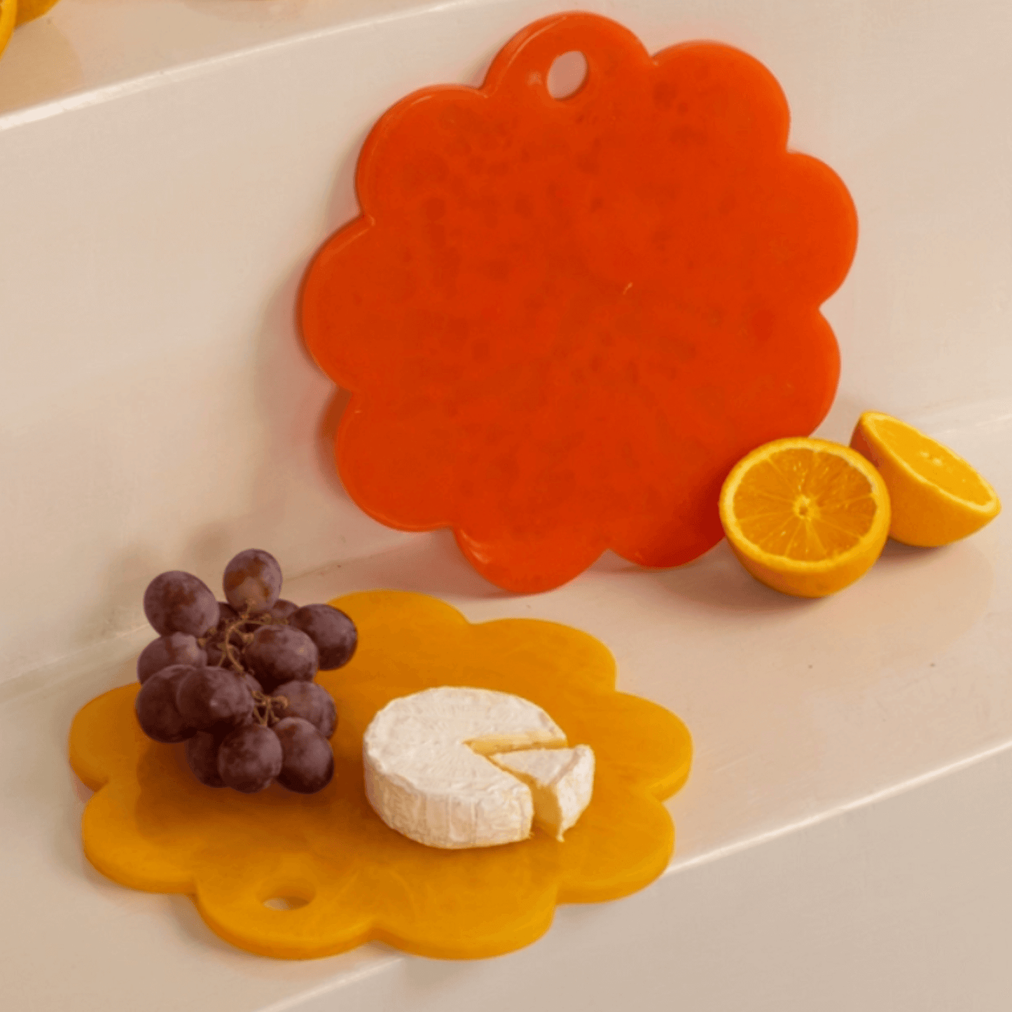 9" SCALLOP RESIN CHEESE CHARCUTERIE BOARD - ORANGE