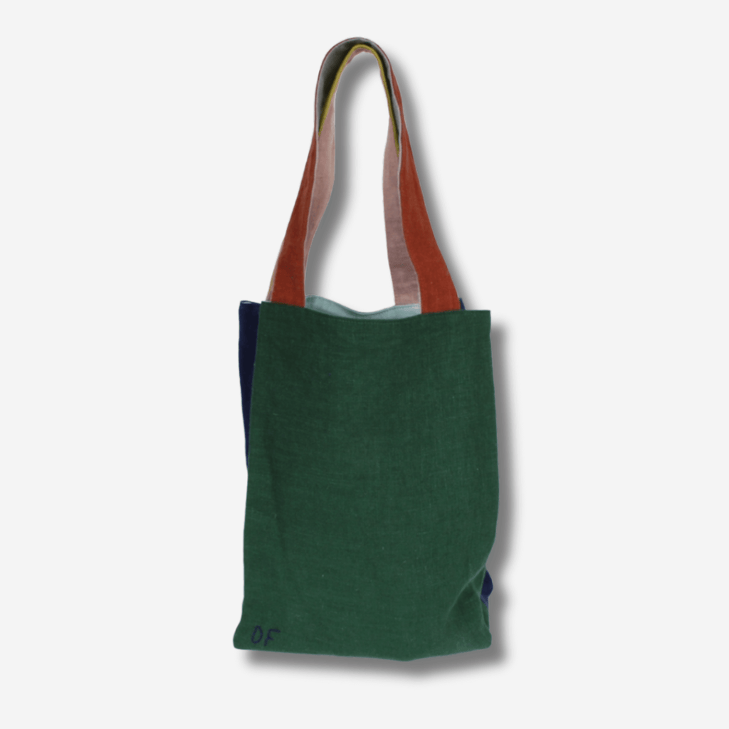 Small linen tote bag in Wanderer design, featuring a two-tone exterior and lightweight, reversible functionality.