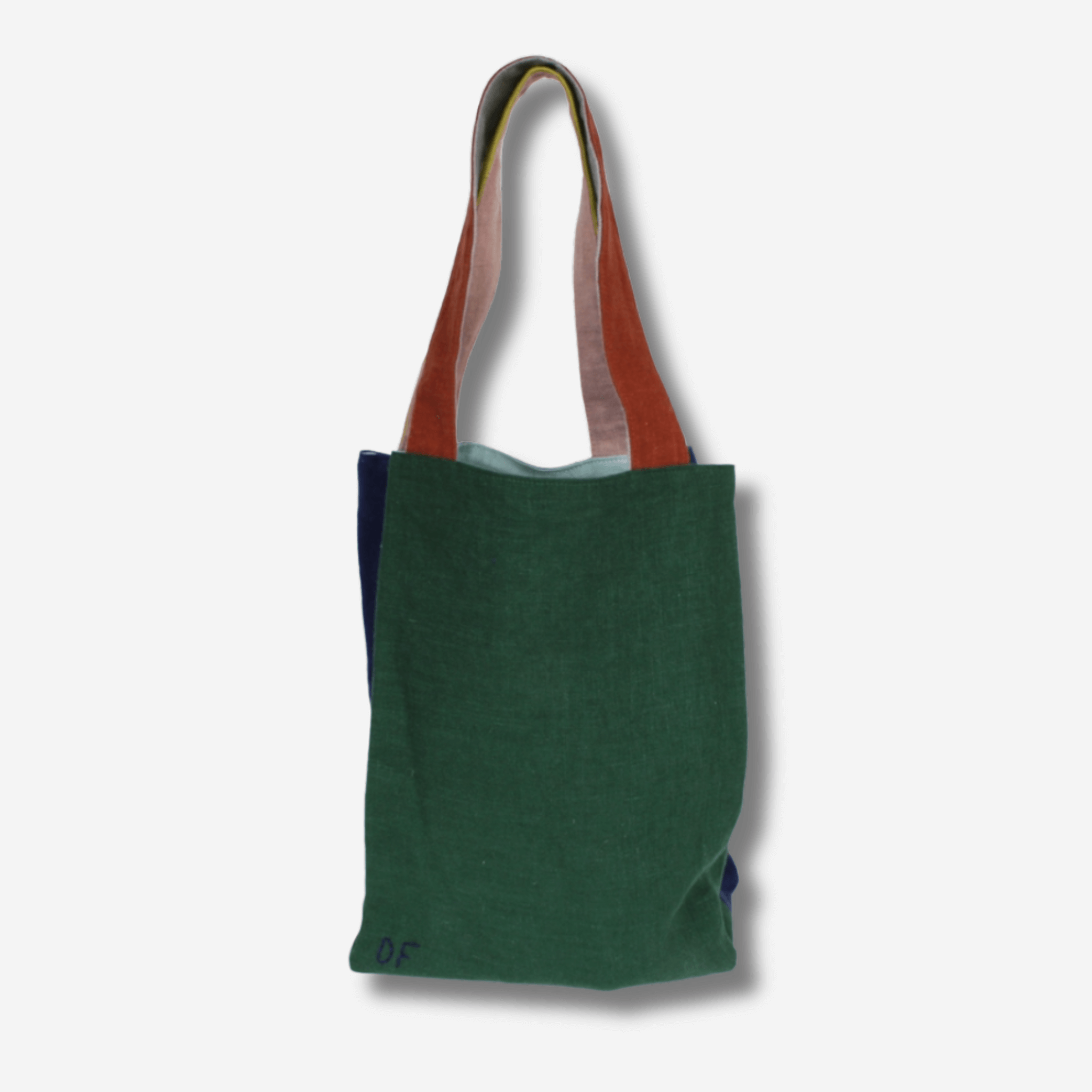Small linen tote bag in Wanderer design, featuring a two-tone exterior and lightweight, reversible functionality.