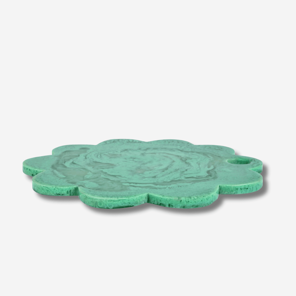 12" SCALLOP RESIN CHEESE CHARCUTERIE BOARD - GREEN