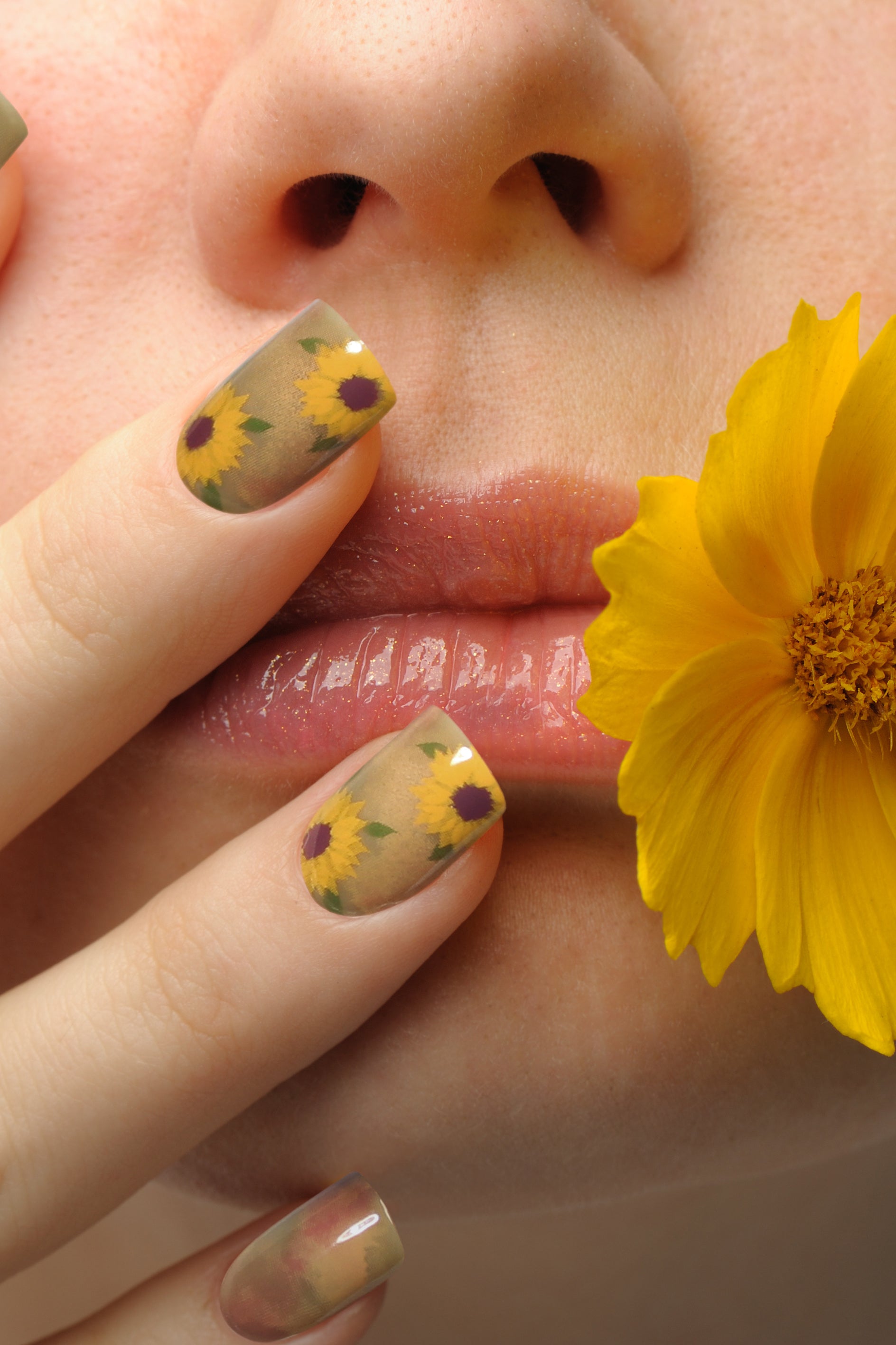 Sunflower Watercolor Soft & Durable Press-On Nails